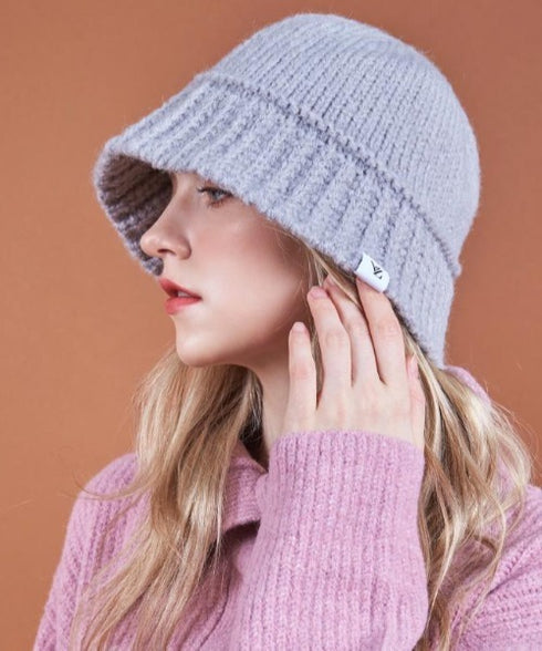 VARZAR(バザール)/Monogram Label Wool Knit Bucket Hat/モノグラム ラベル ウール ニット バケットハット | IL5233053 | グレー