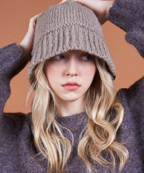 VARZAR(バザール)/Monogram Label Wool Knit Bucket Hat/モノグラム ラベル ウール ニット バケットハット | IL5233053 | モカ