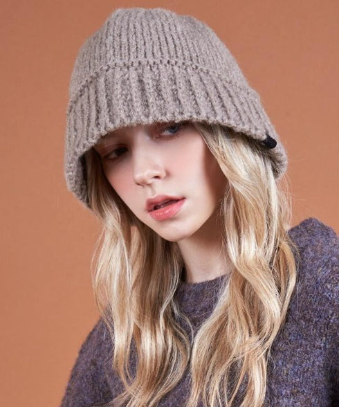 VARZAR(バザール)/Monogram Label Wool Knit Bucket Hat/モノグラム ラベル ウール ニット バケットハット | IL5233053 | モカ