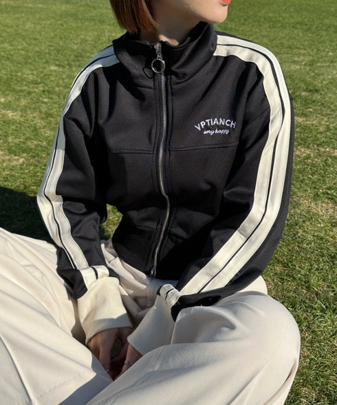 ラインショート丈トラックジャケット | CL2233573 | ブラック