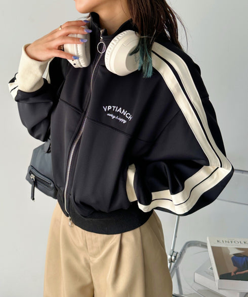 ラインショート丈トラックジャケット | CL2233573 | ブラック