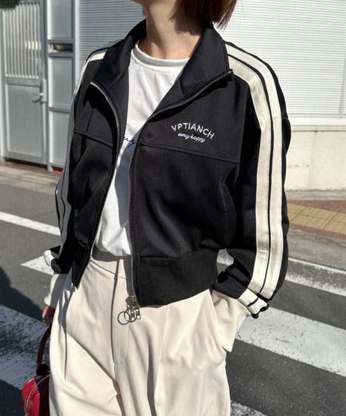 ラインショート丈トラックジャケット | CL2233573 | ブラック