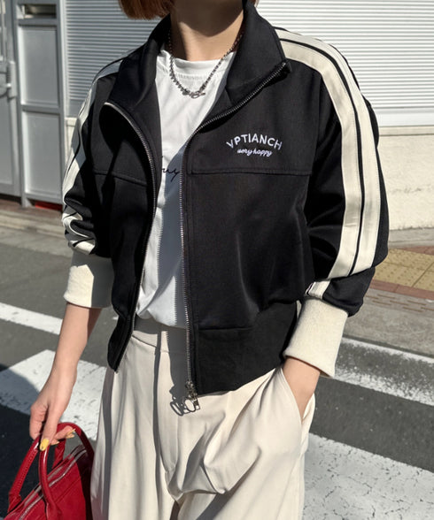 ラインショート丈トラックジャケット | CL2233573 | ブラック