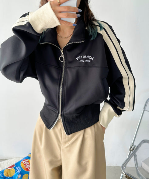 ラインショート丈トラックジャケット | CL2233573 | ブラック