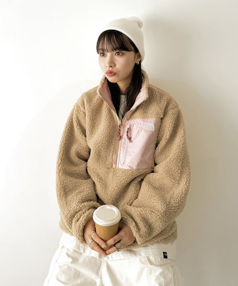 THE NORTH FACE(ザ・ノースフェイス)/2WAY リバーシブル 軽量 保温 プレイグリーン ボアフリース ナイロン ハーフジップアノラック/PLAY GREEN RVS FLEECE ANORAK | IM2234009 | キャメル