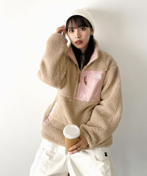 THE NORTH FACE(ザ・ノースフェイス)/2WAY リバーシブル 軽量 保温 プレイグリーン ボアフリース ナイロン ハーフジップアノラック/PLAY GREEN RVS FLEECE ANORAK | IM2234009 | キャメル