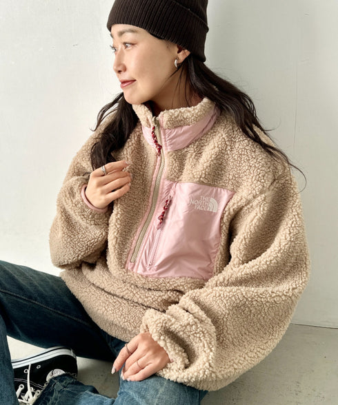 THE NORTH FACE(ザ・ノースフェイス)/2WAY リバーシブル 軽量 保温 プレイグリーン ボアフリース ナイロン ハーフジップアノラック/PLAY GREEN RVS FLEECE ANORAK | IM2234009 | キャメル