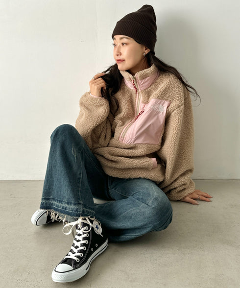 THE NORTH FACE(ザ・ノースフェイス)/2WAY リバーシブル 軽量 保温 プレイグリーン ボアフリース ナイロン ハーフジップアノラック/PLAY GREEN RVS FLEECE ANORAK | IM2234009 | キャメル