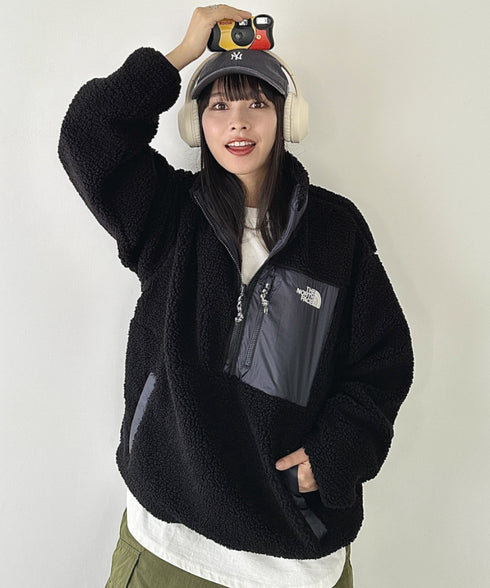 THE NORTH FACE(ザ・ノースフェイス)/2WAY リバーシブル 軽量 保温 プレイグリーン ボアフリース ナイロン ハーフジップアノラック/PLAY GREEN RVS FLEECE ANORAK | IM2234009 | ブラック