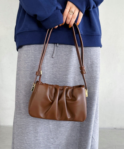 tack desigh leather shoulder bag／2WAYタックデザインPUショルダーバッグ | UN1233730 | ブラウン