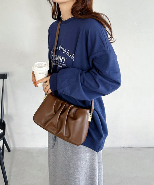 tack desigh leather shoulder bag／2WAYタックデザインPUショルダーバッグ | UN1233730 | ブラウン
