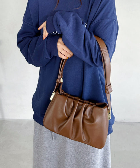 tack desigh leather shoulder bag／2WAYタックデザインPUショルダーバッグ | UN1233730 | ブラウン