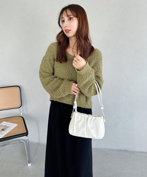 tack desigh leather shoulder bag／2WAYタックデザインPUショルダーバッグ | UN1233730 | アイボリー