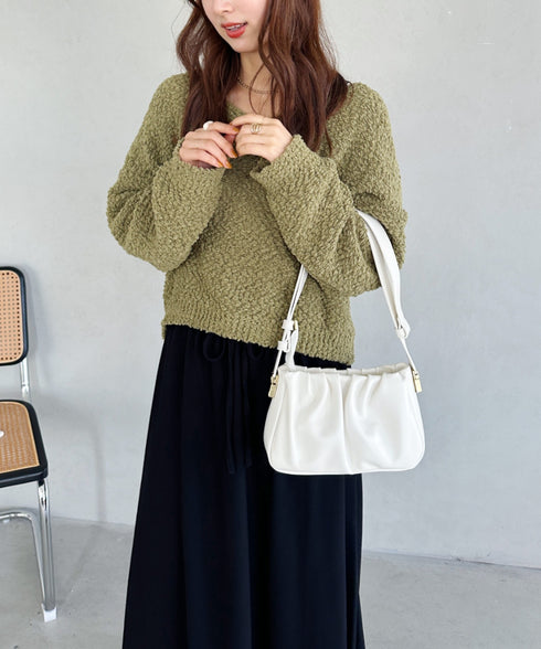 tack desigh leather shoulder bag／2WAYタックデザインPUショルダーバッグ | UN1233730 | アイボリー