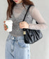 tack desigh leather shoulder bag／2WAYタックデザインPUショルダーバッグ | UN1233730 | ブラック