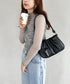 tack desigh leather shoulder bag／2WAYタックデザインPUショルダーバッグ | UN1233730 | ブラック