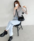 tack desigh leather shoulder bag／2WAYタックデザインPUショルダーバッグ | UN1233730 | ブラック