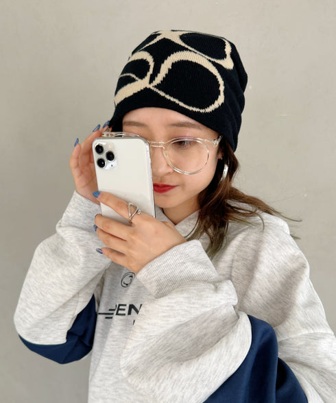 モチーフジャガードビーニー | CL5233818 | ブラック