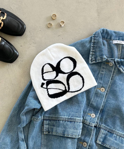 モチーフジャガードビーニー | CL5233818 | ホワイト