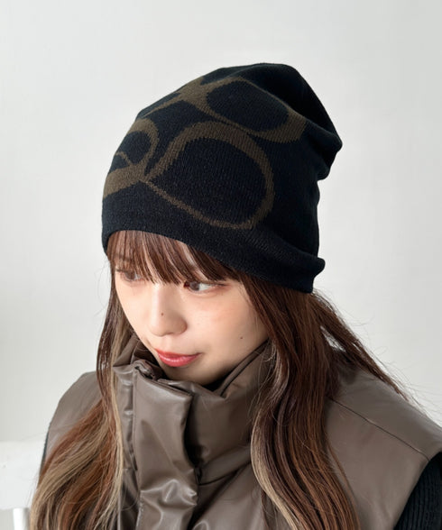 モチーフジャガードビーニー | CL5233818 | ブラック系その他