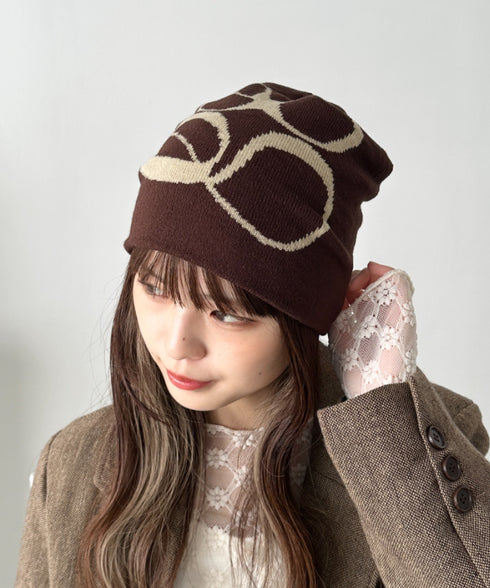 モチーフジャガードビーニー | CL5233818 | ブラウン