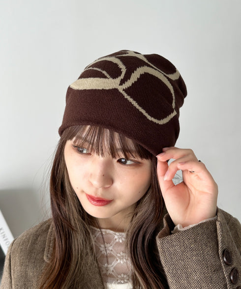 モチーフジャガードビーニー | CL5233818 | ブラウン