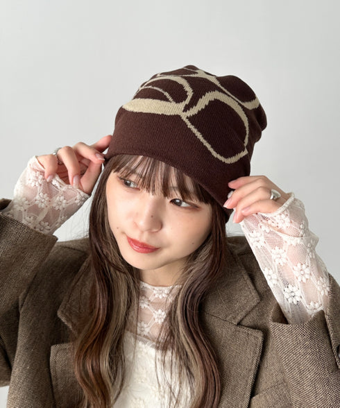 モチーフジャガードビーニー | CL5233818 | ブラウン