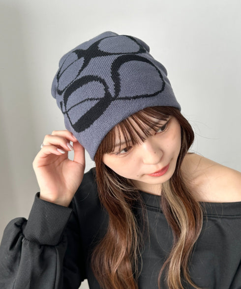 モチーフジャガードビーニー | CL5233818 | チャコールグレー