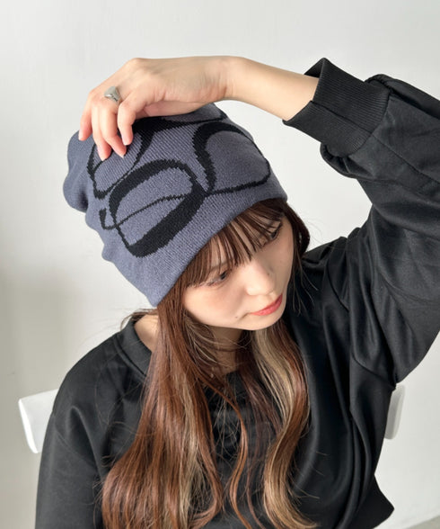 モチーフジャガードビーニー | CL5233818 | チャコールグレー