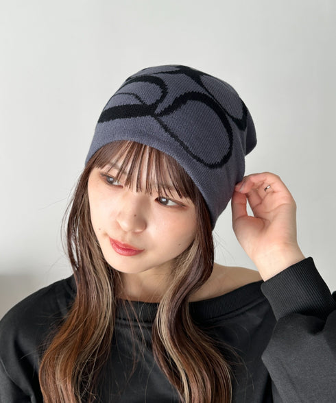 モチーフジャガードビーニー | CL5233818 | チャコールグレー