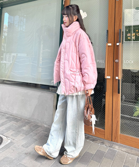 ハートキルティングリボンオーバージャケット | LO22340180 | ピンク