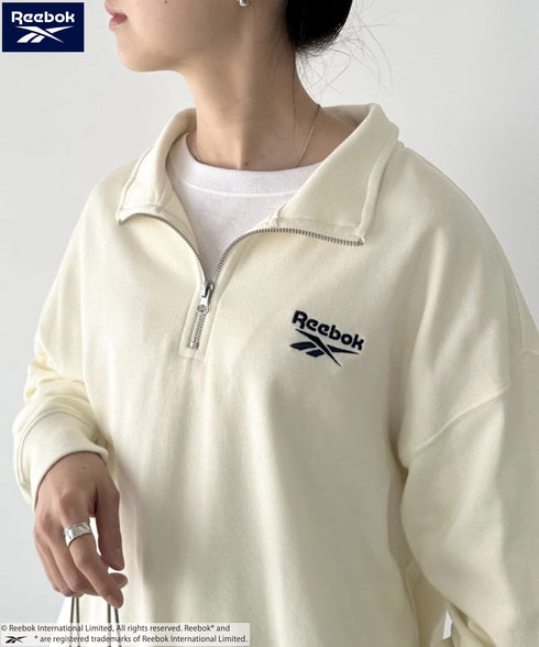 【WEB限定 別注】Reebok(リーボック)/ワンポイント 刺繍ロゴ ハーフジップ スウェット プルオーバー | IM2234030 | アイボリー