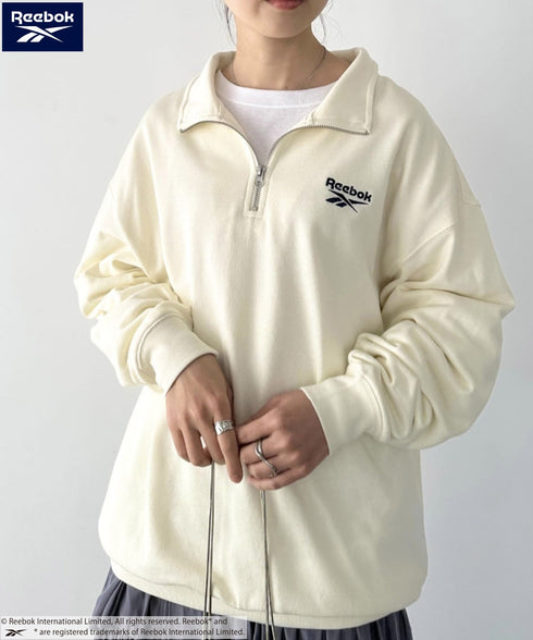 【WEB限定 別注】Reebok(リーボック)/ワンポイント 刺繍ロゴ ハーフジップ スウェット プルオーバー | IM2234030 | アイボリー
