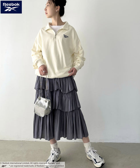 【WEB限定 別注】Reebok(リーボック)/ワンポイント 刺繍ロゴ ハーフジップ スウェット プルオーバー | IM2234030 | アイボリー