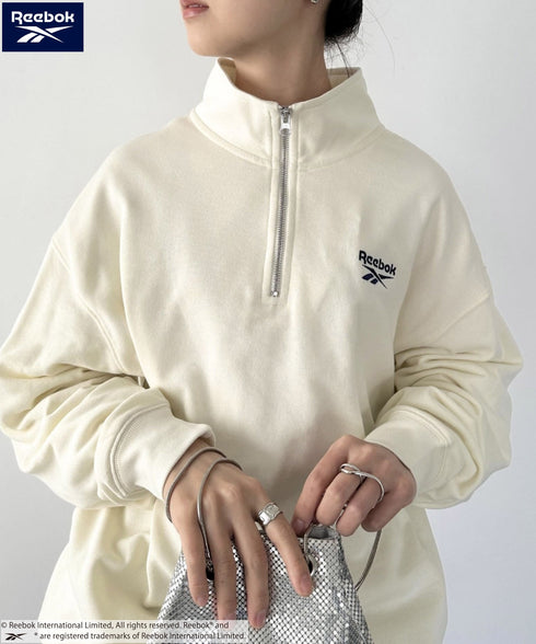 【WEB限定 別注】Reebok(リーボック)/ワンポイント 刺繍ロゴ ハーフジップ スウェット プルオーバー | IM2234030 | アイボリー