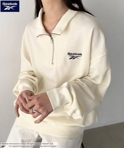 【WEB限定 別注】Reebok(リーボック)/ワンポイント 刺繍ロゴ ハーフジップ スウェット プルオーバー | IM2234030 | アイボリー