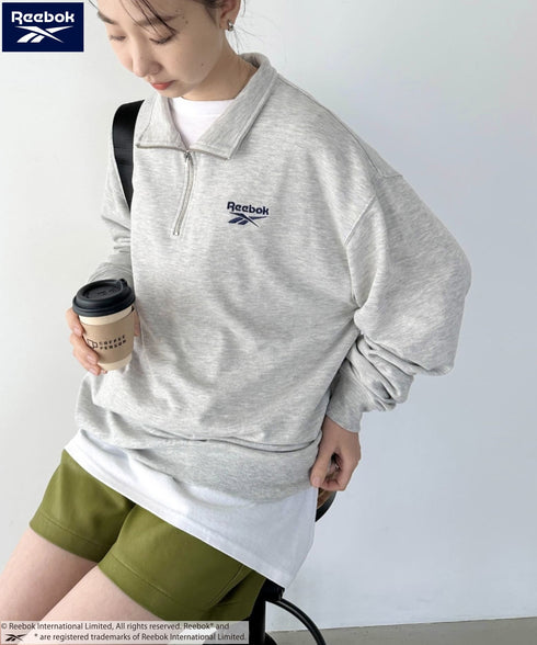 【WEB限定 別注】Reebok(リーボック)/ワンポイント 刺繍ロゴ ハーフジップ スウェット プルオーバー | IM2234030 | グレー