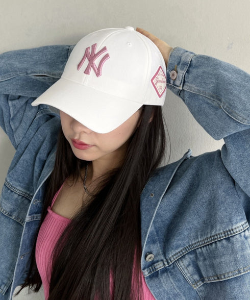 MLB Korea(エムエルビーコリア)/ダイヤモンド刺繍ロゴパッチボールキャップ メジャーリーグ べースボール ロゴキャップ サイズ調整可能/DIAMOND LOGO PATCH BALL CAP | AT52410317 | ホワイト