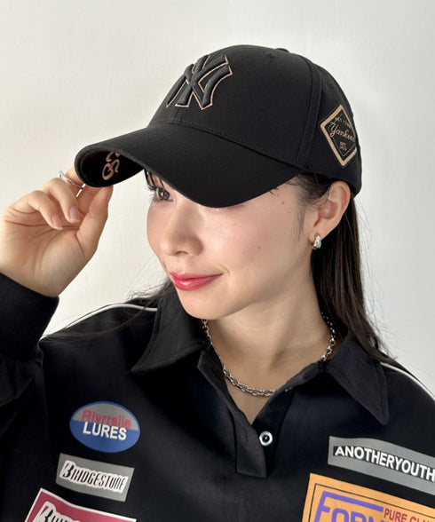 MLB Korea(エムエルビーコリア)/ダイヤモンド刺繍ロゴパッチボールキャップ メジャーリーグ べースボール ロゴキャップ サイズ調整可能/DIAMOND LOGO PATCH BALL CAP | AT52410317 | ブラック×ゴールド