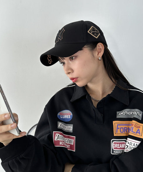 MLB Korea(エムエルビーコリア)/ダイヤモンド刺繍ロゴパッチボールキャップ メジャーリーグ べースボール ロゴキャップ サイズ調整可能/DIAMOND LOGO PATCH BALL CAP | AT52410317 | ブラック×ゴールド