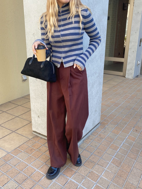 ベルト付きシンプルスラックス | SL2244630 | レッド