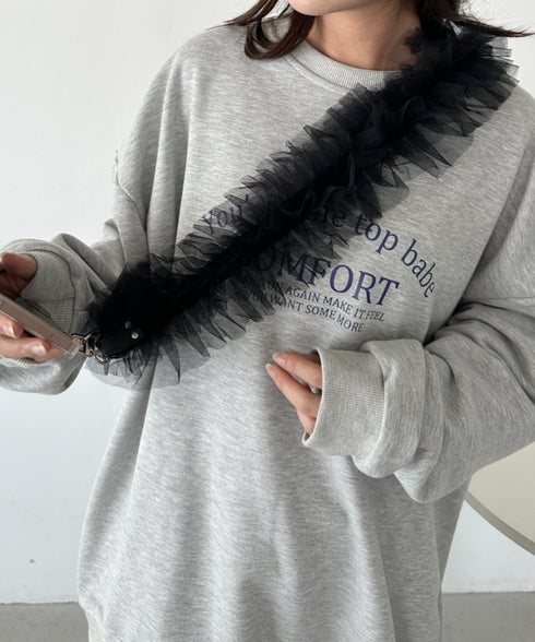 【７色展開】チュールフリルスマホショルダー | CL6241515 | ブラック