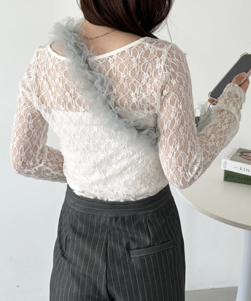 【７色展開】チュールフリルスマホショルダー | CL6241515 | グレー