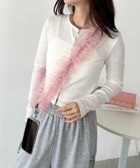 【７色展開】チュールフリルスマホショルダー | CL6241515 | ピンク