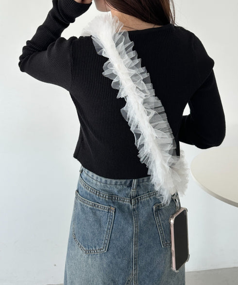 【７色展開】チュールフリルスマホショルダー | CL6241515 | ホワイト