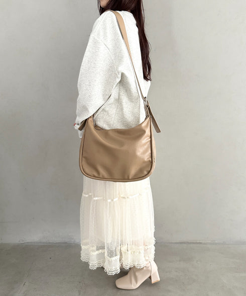 A4収納可 PUショルダーバッグ ユニセックス | MD1243022 | ベージュ