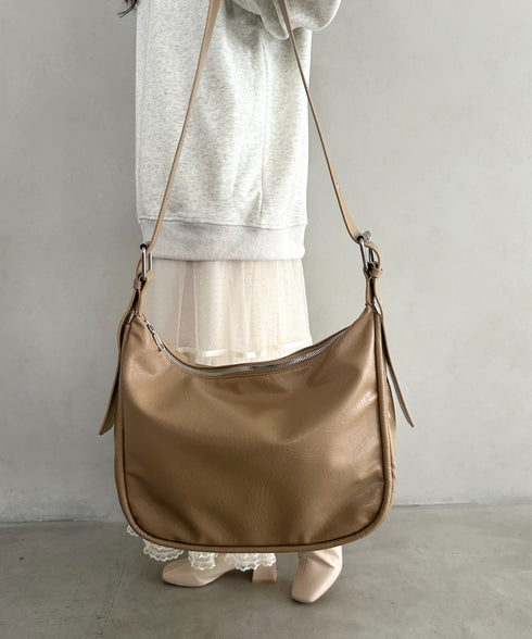 A4収納可 PUショルダーバッグ ユニセックス | MD1243022 | ベージュ