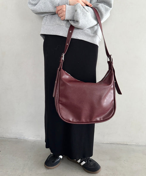 A4収納可 PUショルダーバッグ ユニセックス | MD1243022 | ワインレッド