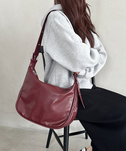 A4収納可 PUショルダーバッグ ユニセックス | MD1243022 | ワインレッド