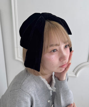 【12色展開】DOLLベロアリボンバレッタ | LO4244021 | ブラック